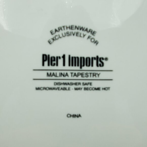 Pier 1 Malina Tapestry Salad Plate Gray White Yellow Floral Tapestry Plate - Picture 3 of 6